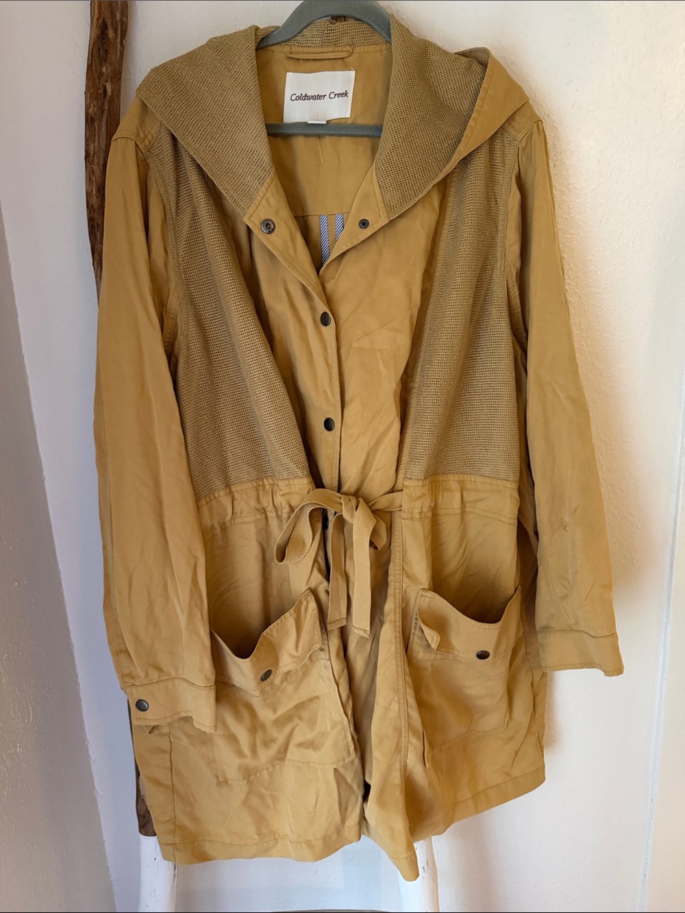 Coldwater Creek Hooded Lightweight Utility Anorak Jacket Mustard Yellow 3XL